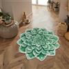 Lumirug, tappeto a forma di loto, verde, morbido, in pile, con design floreale vibrante e botanico, lavabile, antiscivolo, per camera da letto, soggiorno, meditazione, yoga, area 80x80 cm