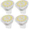 BVCL Lampadine LED MR11, 5W GU4 Bi-Pin Base Spotlight,500lm,AC/DC10-30V, non dimmerabile, fascio luminoso da 120°, da incasso, illuminazione su rotaia,4pcs (Color : Warm White 3000K)