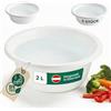 Novaliv 3 ciotole rotonde da 2 l, diametro 24 cm, colore bianco, senza BPA e lavabile in lavastoviglie? Ideale per cucina e campeggio, piccola ciotola rotonda, ciotola di plastica piccola, ciotola
