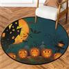 Mularoka Tappeto rotondo da notte di Halloween con cartoni animati, tappeto rotondo da 0,9 m, morbido, antiscivolo, lavabile, tappetino per interni, tappeto ultra sottile per ingresso, camera da letto, bagno,