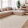 Interiyou Tappeto salotto pelo corto Lecce - 140x200 cm Crema - Stile boho scandinavo con effetto 3D alto-basso - Piatto con motivo geometrico
