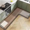 Hixingo Tappeto Cucina in Diatomite, Forma a L Passatoia Cucina Antiscivolo Lavabile Tappeti da Cucina, Tappeto da Cucina Tappeto da Bagno Tappetino per Doccia (Marrone,80x120x35cm)