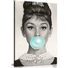 Panther Print Audrey Hepburn Blue Bubblegum stampa su tela, da appendere., Blue, A3 46x31 cm (18x12in)