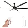 LUMIKING Ventilatore da soffitto industriale - silenzioso per grandi superfici - 6 pale, 60 W, basso consumo (nero, 305 cm)