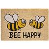 matches21 HOME & HOBBY Tappetino in cocco per interni ed esterni, in fibra di cocco, 40 x 60 cm, motivo: api Bee Happy come divertente tappetino per la pulizia, per esterni, per porta di casa, corridoio, giardino