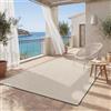 the carpet Maldives - Tappeto da esterno resistente con design Boho e Vintage, impermeabile e facile da pulire, per balcone, terrazza e giardino, Beige, 160 x 230 cm