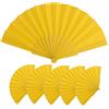 Publiclick Set di 25 ventagli a bastoni in plastica e tessuto poliestere, dimensioni 43 x 23 cm, 47 g, ventagli economici, bomboniera matrimonio, battesimo, comunione, ventagli personalizzabili (giallo)
