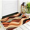 ALTCIRNMD Zerbino Di Benvenuto 90X150Cm Marrone-Arancione Linee Ondulate Antiscivolo Morbido E Accogliente,Astratto Retrò Per Esterni Interni Ingresso Patio Porte Anteriori E Posteriori