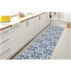 GLHOME Idee per la casa GL Home Tappeto Cucina Antiscivolo Made in Italy Passatoia Antimacchia Multiuso Corridoio Soggiorno Lavabile in Lavatrice - Mattonella Blu - 50x400 cm