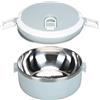 Nikou Bento - Contenitore per il pranzo portatile in acciaio inox 304, cilindro termico, contenitore per alimenti per scuola, ufficio, esterni, monostrato, blu nordico