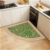 SHIYUE Tappeto angolare triangolare, lavabile, antiscivolo, in gomma morbida, confortevole, per lavello, bagno e camera da letto, tappetino per lavanderia (81 cm, fiore verde)