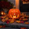 matches21 HOME & HOBBY Set XXL di zucche di Halloween con ghirlanda autunnale - Portacandela da 25 cm come decorazione autunnale con candela LED