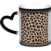 KHDKLXOHZ Tazza da caffè in ceramica con motivo leopardato che cambia il calore, 325 ml, tazza sensibile al calore, con manico a forma di cuore e motivo 3D, divertente tazza da tè e caffè, idea regalo