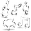 WOTOY Set di 5 formine per biscotti a tema musicale, chitarra, pianoforte, note musicali, in acciaio inox