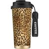 YXDVPALNE Stampa animalier leopardata,Tazza da caffè in acciaio inossidabile 316 con cordino, bicchiere termico da viaggio per auto, 500 ml