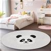 Generico Tappeto rotondo 90 cm, Semplice Panda Dei Cartoni Animati, Tappetino decorativo antiscivolo per soggiorno, camera da letto, cucina, balcone, interno, Bianco