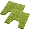 WohnDirect Set di 2 tappetini da bagno, colore verde, 45 x 45 cm, con scollatura per WC, antiscivolo e lavabile, tappetino da bagno, tappetino per WC