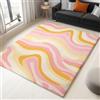 Generic Tappeto di design Onde Di Moda Astratte Lavabile per Cameretta Bambini, Soggiorno, Ingresso, Moquette Lavabile in Lavatrice, Pelo Corto 120 x 180 cm, Rosa Arancione