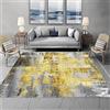 SRTJURFG Tappeti Quadrato Grandi Dimensioni Antiscivolo Lavabile Tappeto Design astratto nero, grigio e giallo Soggiorno Camera da Letto Computer Sedia Cuscino, 110 x 110 cm