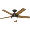 HUNTER FAN Stile, 117 cm, Ventilatore da Soffitto per Interni con Luce e Telecomando, Finitura in Bronzo, 5 Pale in Noce Scuro e Noce Americano, Ideale per l'Estate e l'Inverno, Modello 50641