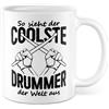 Pagma Druck Drummer Tazza con scritta - Regalo So sieht der coolste Drummer der Welt aus - Tazza da caffè in ceramica da 330 ml - Percussione Band tazza da caffè idea regalo
