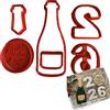 Tagliabiscotti.it - Set Tagliabiscotti Capodanno 2026 - Cookies cutter - Stampi per creare biscotti o decorazioni in pasta di zucchero. Cutter Bottiglia, Cutter numero 2 e 6, Cutter Happy New Year.