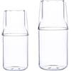 MISNODE Set di 2 caraffe da comodino da 360 ml con bicchiere per comodino, bottiglia in vetro per collutorio per bagno, brocca trasparente per acqua (trasparente, 360 ml+500 ml (2 set))