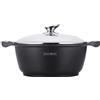 Royalty Line - RL-BS32M - Pentola con con Rivestimento Antiaderente, Coperchio in Vetro, Induzione, 32 cm, Nero - Nuovo modello