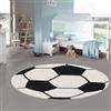 Teppich-Traum Tappeto per bambini rotondo calcio effetto 3D nero bianco morbido adatto ai bambini, 200 cm Rotondo