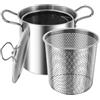 SENZZ Pentola Con Cestello - Pentola Per Friggitrice In Acciaio Inossidabile Di Grande Capacità Da 3,5 Litri | Pentola Per Friggere Con Coperchio | Pentola Da Cucina Multifunzionale Per Casa, Cucina