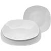 Omniacasa Set Piatti Moderni Risalto in Porcellana - Servizio da Tavola Bianco Completo per 6 Persone 18 Pezzi - Design con Rilievo Quadrato ed Elegante, Resistente per Lavastoviglie e Microonde