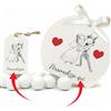 Mr Pubblicità - kit da 75 pezzi PERSONALIZZATI (stampa inclusa) - 25 Scatoline Portaconfetti + 25 Tag + 25 Nastrini, Per Sposi, Matrimonio, Nozze, Promessa, Scatolino, Bomboniera