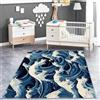 Generic Salotto Tappeto Motivo onda in stile giapponese Tappetini Decorativi Antiscivolo Per Area Rettangolare Blu Tappetino Per Interni In Moquette 60 x 110 cm tappeto del soggiorno