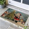 Generic Zerbino natalizio con panda, rosso e verde, tappeto per interni ed esterni, graziosa decorazione invernale, antiscivolo, lavabile, per porta d'ingresso festiva, 73 x 43 cm