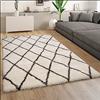 Paco Home Tappeto A Pelo Alto Morbido Moderno Shaggy In Stile Flokati Motivo A Rombi Crema, Dimensione:80x150 cm
