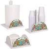 Lupia - Set 3 Pezzi Cucina in Legno White NAPOLI PULCINELLA Porta Tovaglioli, Porta Bicchieri, Porta Rotolo, Decorazione Elegante, Adatto a Stili Moderni e Classici
