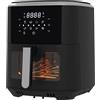 ROYALTY LINE, Friggitrice ad Aria Calda XL 6,5L 1500W RLAF5408, Tecnologia Circolazione Aria a 360°, Touch Screen, 8 Preimpostazioni, Cestello Antiaderente Removibile, Nero, Ideale per Famiglie
