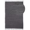 carpetfine Tappeto a tessitura Kilim Chindi Uni grigio 70x140 cm, tessuto a mano | Tappeto moderno reversibile in cotone per soggiorno e camera da letto con frange
