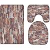 A.Monamour Set Tappeti Bagno 3 Pezzi Completo Grunge Colorato Muro Di Mattoni Muratura Marmo Pietra Texture Arte Sfondi Antiscivolo Morbidi Assorbente Lavabile Tappetini per Il Bagno WC Bidet