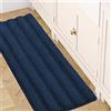 LINFKY Tappetini Da Bagno Per Il Bagno Tappetino Da Bagno Antiscivolo In Ciniglia Extra Spesso A Righe Tappetini Morbidi E Morbidi Assorbenti Per Bagno/cucina Tappeto Lavabile (Navy,120 x 43cm)