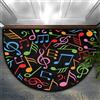 Bioputty Zerbino semicircolare colorato a tema musicale, per interni, ingresso, motivo note musicali, antiscivolo, assorbente, 45 x 76 cm, resistente all'usura, per casa, cucina, patio