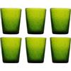 Memento Set 6 Bicchieri Vetro pulegoso Senza Gambo Olive