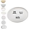 G.M. DISTRIBUZIONE 200 Piatti Pizza Bianchi in Polpa di Cellulosa 32cm, Ideale per Pizza, Piatti Impermeabili adatti al Microonde, Biodegradabili e Compostabili