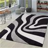 TT Home Tappeto Soggiorno Moderno Pelo Corto Effetto 3D Geometrico A Onde, Colore:Nero, Dimensione:120x170 cm
