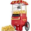 SmartSF Macchina per Pop Corn, 1200W Retro Macchina Popcorn Compatta ad aria calda senza grassi, Operazione con Un Pulsante, Rosso