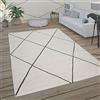 Paco Home Tappeto per soggiorno a rombi scandinavi, moderno, bianco, vari design e misure, Dimensione:120x170 cm, Colore:Bianco 3