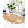 Ripaz Vogue Tappeto in iuta 100% naturale, intrecciato a mano, design cerchio, ovale, per soggiorno, 60 x 90 cm