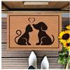 Social crazy Tappeto zerbino personalizzato - Con Cane e Gatto love - cocco naturale ideale per ingressi (Cocco Naturale, 60x40 cm)