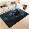 Srigzcaly Tappeto da Soggiorno Lavabile, Squalo Dell'Oceano Tappeto da Comodino per Camera da Letto - Multicolore Tappeti Morbidi e Soffici per la Camera dei Bambini, Tappeto Antiscivolo 120x180cm