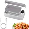 YRTUOP Scaldavivande Elettrico Portatile, Lunch Box Ricaricabile E Compatto Porta Pranzo In Acciaio In?x Contenitore Per Il Pranzo Portavivande Termico Per Auto Ufficio E Casa, 26x12x7cm